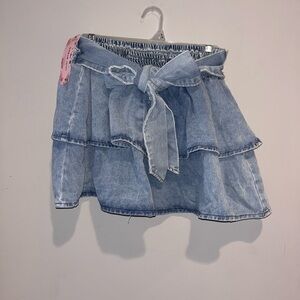 Denim ruffled skirt